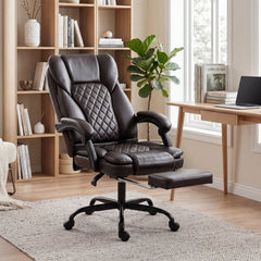 HOMCOM Executive Home Office Chair Reclining Function Footrest Computer Desk Chair High Back, Brown