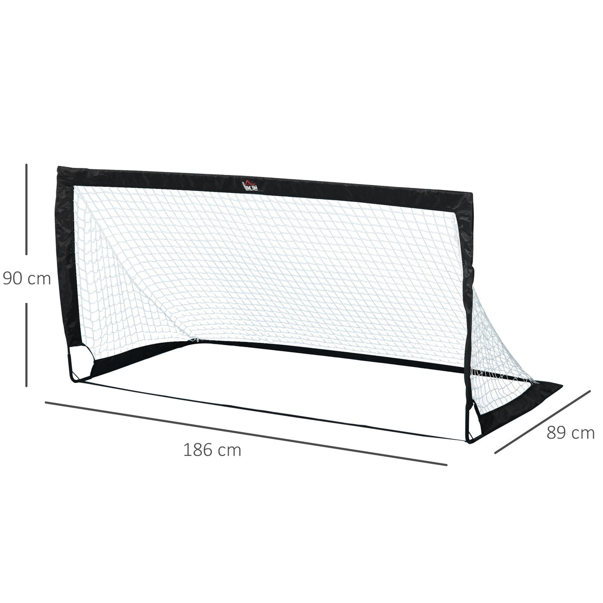 HOMCOM Set of 2 Football Goal Net 6 x 3 ft Foldable Outdoor Sport Training Teens Adults Football with Carrying Bag Black