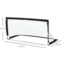 HOMCOM Set of 2 Football Goal Net 6 x 3 ft Foldable Outdoor Sport Training Teens Adults Football with Carrying Bag Black
