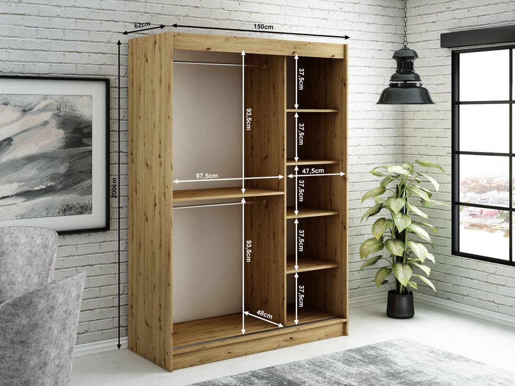 Leto T Sliding Door Wardrobe 150cm - product image 4