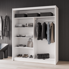 Black Mirrored Sliding Door Wardrobe 180cm – MAYFAIR