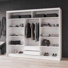 Black / Oak Viking Mirrored Sliding Door Wardrobe 250cm – CHESTER 2