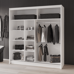 Black / Oak Viking Mirrored Sliding Door Wardrobe 203cm – CHESTER 2
