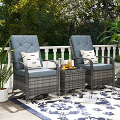 Outsunny 2-Seater Rattan Table & Chair, Bistro Garden Furniture Set Wicker Table for Small Patio, Waterproof Cover Included
