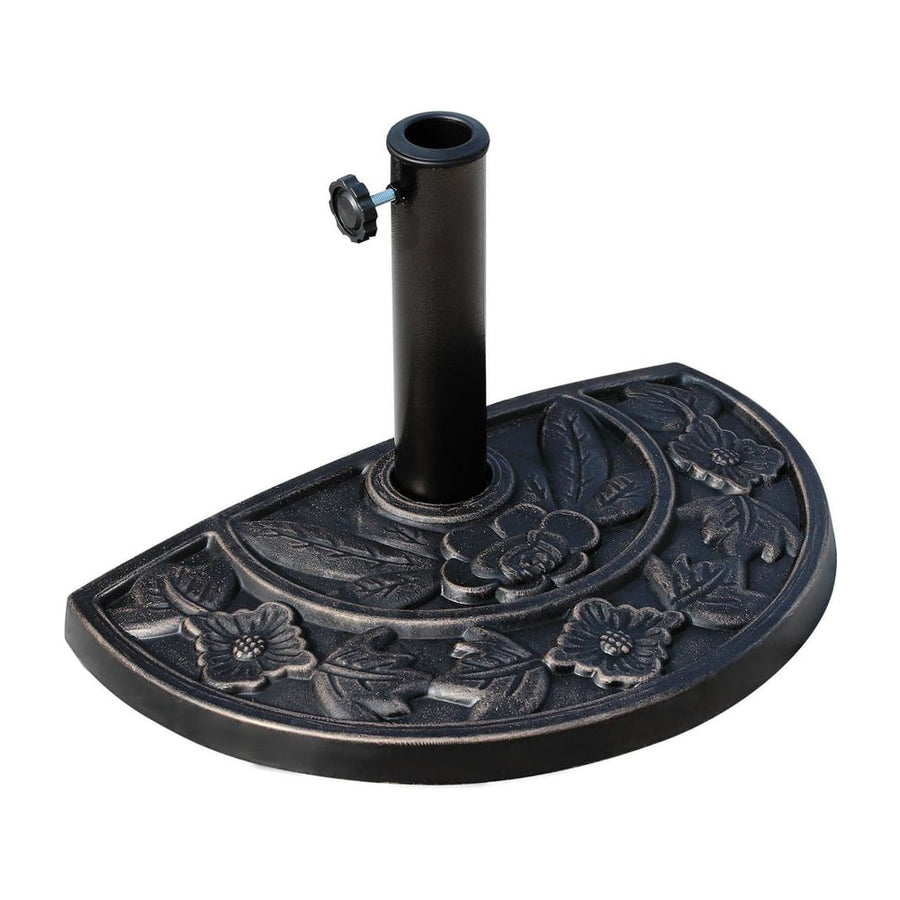Outsunny 9kg Resin Parasol Base, Half Round Umbrella Stand with Floral Design for Garden, Outdoor, Suitable Umbrella Rod: