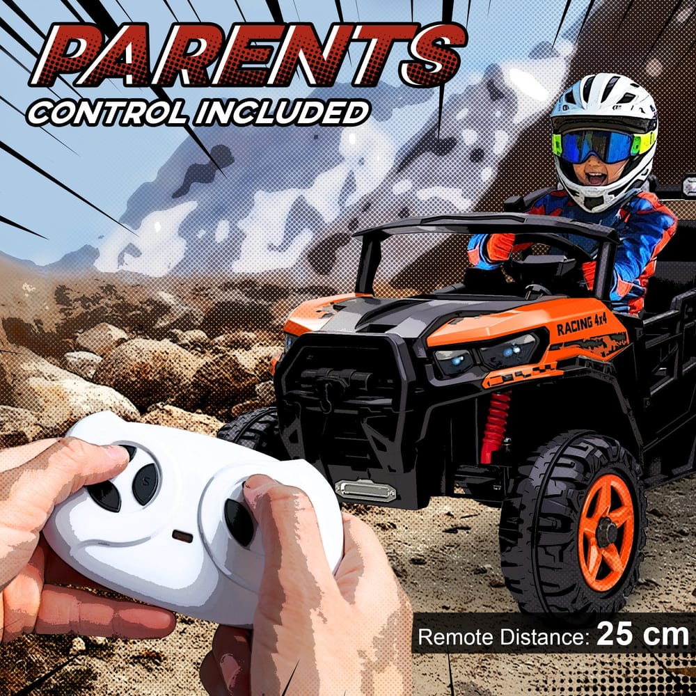 AIYAPLAY 24V Electric Ride on Car, 2-Seater Electric Car for Kids with Remote, Bluetooth, Soft Start, Suspension Spring