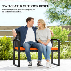 Outsunny Two-Seater Rattan Garden Bench - Orange