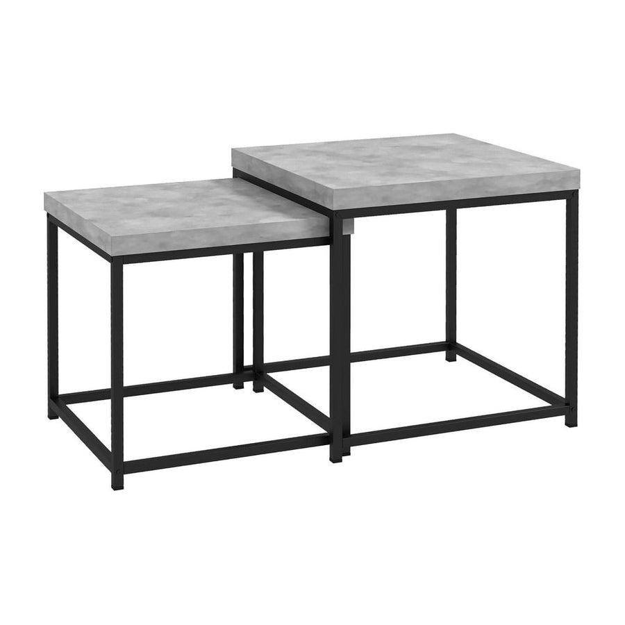 HOMCOM Coffee Table Set of 2, Nest of Tables with 3.5cm Thick Tabletop, Grey