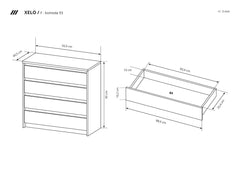 Chest of Drawers XELO White Matt / Oak Golden
