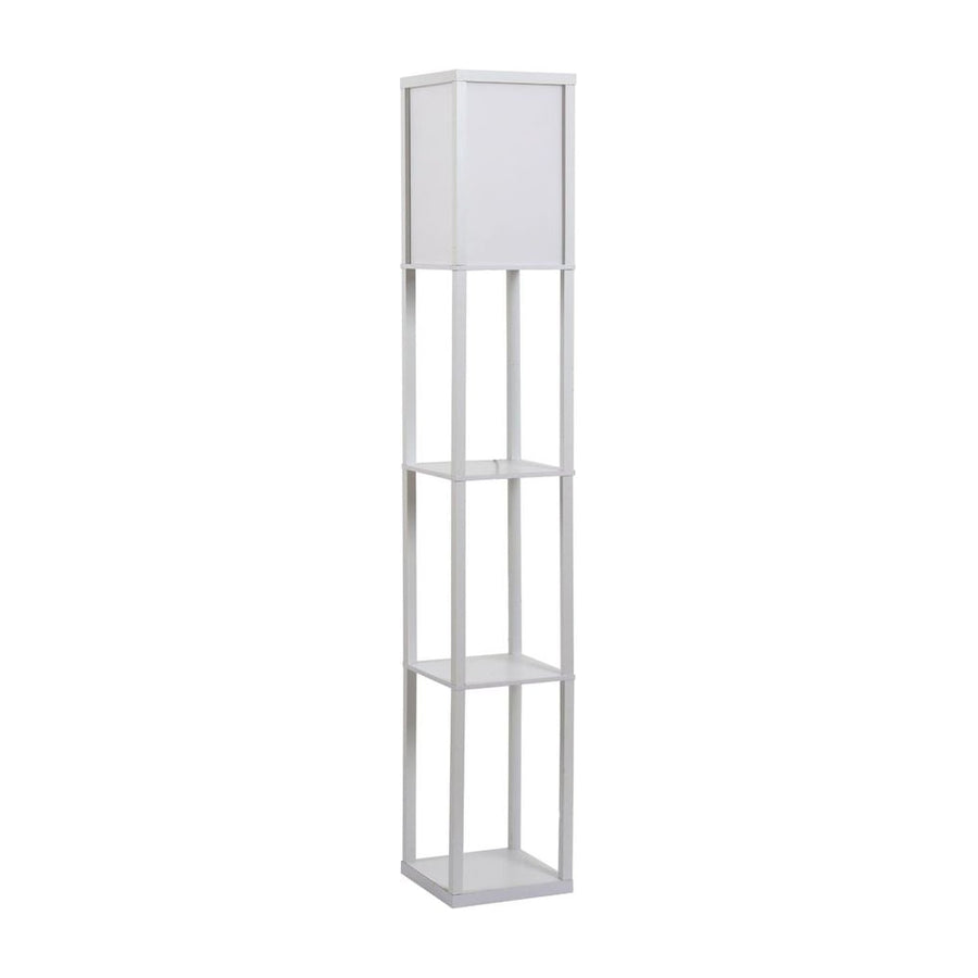 HOMCOM 3-Tier Floor Lamp, Floor Light with Storage Shelf, Reading Standing Lamp with Acrylic Shade for Living Room, Bedroom