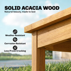 Outsunny Coffee Table Fully Assembled Patio Side Table Slatted Top Solid Acacia Wood for Indoor Outdoor Natural Wood