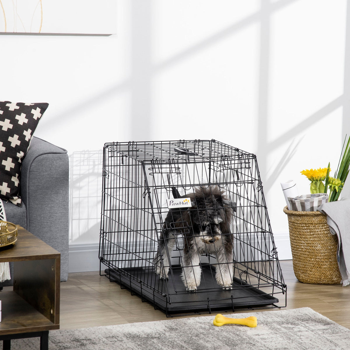 Pawhut Trapeze Collapsible Dog Pet Travel Box Cage Removable Tray 78 x 47 x 55cm