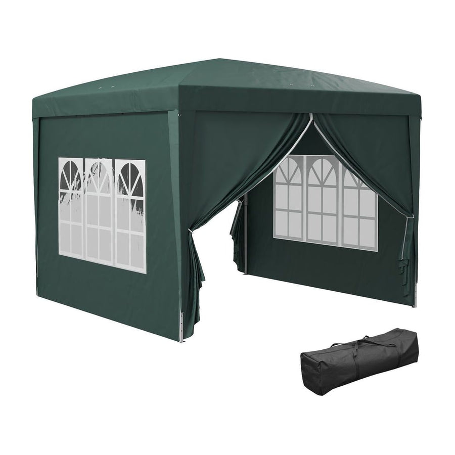 Outsunny 3 x 3m Pop Up Gazebo, Wedding Party Canopy Tent Marquee with Carry Bag and Windows, Green