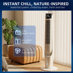 HOMCOM Air Cooler with LED Display and Remote Control, Oscillating Ice Cooling Fan with 3 Speeds, 4 Modes, 12 Hour Timer, White