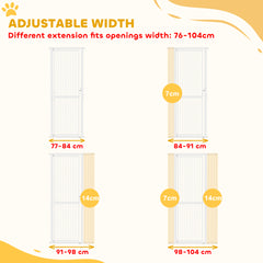 PawHut 180cm Extra Tall Pet Gate with 3.5 cm Narrow Gap, Pressure Mounted No Drilling Cat Gate for Doorways, 77-104cm Width