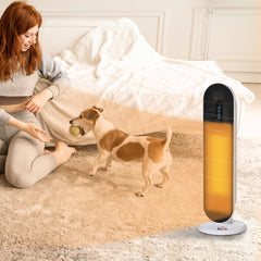 HOMCOM Ceramic Space Heater, Indoor Tower Heater with 2 Heat, Oscillation, Remote Control, Timer, Tip-Over & Overheating