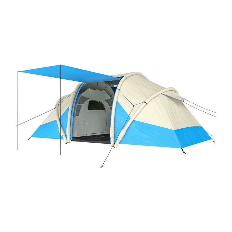 Outsunny Inflatable Tent 2 Bedroom 3000mm Waterproof Windproof Air Tent with Carry Bag for 2-4 Person