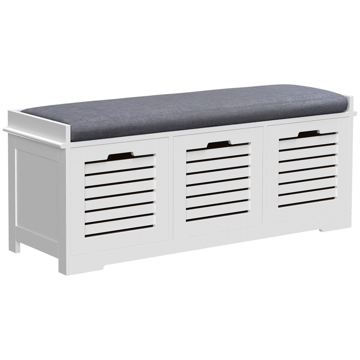 HOMCOM 3-Drawer Shoe Storage Bench - White