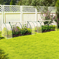 Outsunny Set of 2 Tunnel Greenhouse, Green Grow House with Roll-up Door, Steel Frame, Plastic Cover for Garden, Outdoor, 200 x 100 x 80cm, Clear