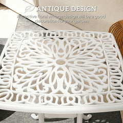 Outsunny Outdoor Garden Table with 38mm Dia. Umbrella Hole, Cast Aluminium Patio End Table with Anti-slip Foot Pads for Garden