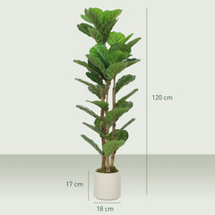 HOMCOM 120cm Set of 2 Artificial Fiddle Leaf Fig Trees - Green