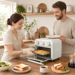 HOMCOM Air Fryer Toaster Oven, Convection Countertop Oven, with Adjustable Temperature and Timer, 12 L, Cream White