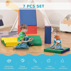 HOMCOM Soft Play Set, 7 Piece Foam Blocks, Toddler Climb and Crawl Activity Set for 1-3 Years, Soft Play Equipment for