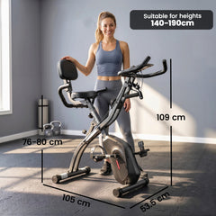 SPORTNOW 3-In-1 Folding Exercise Bike with Resistance Bands, Bluetooth App, 8-Level Magnetic Resistance, LCD Display, Black