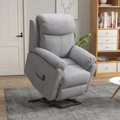 HOMCOM Power Lift Recliner Chair, Electric Lift Chair for Elderly, Overstuffed Linen Fabric Riser and Reclining Armchair with Remote Control, Side Pockets, for Living Room, Grey