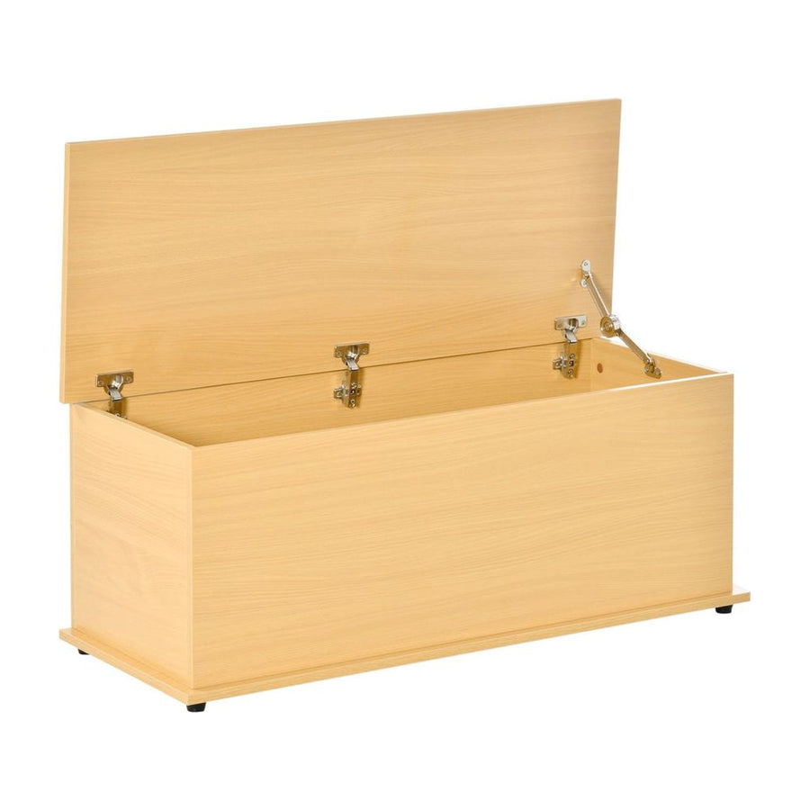 HOMCOM 113L Storage Chest, Storage Box with Flip-Top Lid and 2 Safety Hinges, Storage Trunk for Living Room, Entryway, 100 x