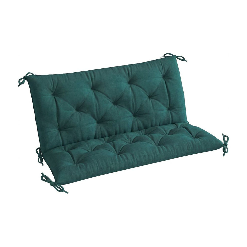 Outsunny 2 Seater Bench Pad, a green tufted cushion with ties for indoor and outdoor use