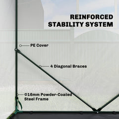 Outsunny Walk-in Greenhouse for Outdoors with Steel Frame, Large Plant House with Roll-up Door and PE Ground Cover, White