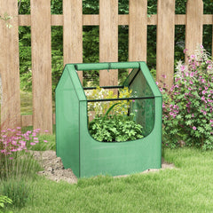 Outsunny 61 x 61cm Garden Planter Bed, with Cover - Green and Silver