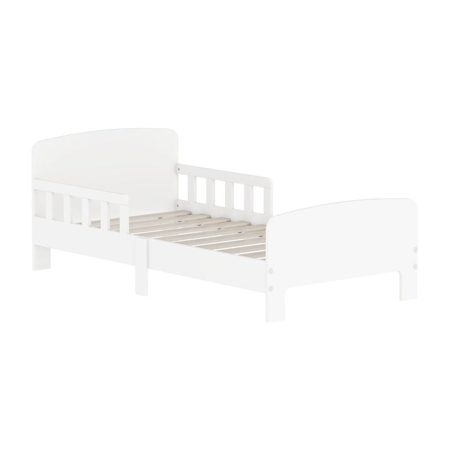 AIYAPLAY Toddler Bed, Kids Bed Frame with Safety Side Rails, Kids Bedroom Furniture for Ages 3-8 Years, White