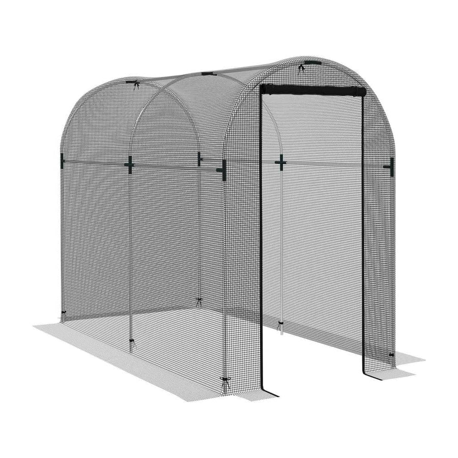Outsunny Galvanised Steel Fruit Cage, Plant Protection Tent with Zipped Door, 1.2 x 2.4 x 1.9m, Black