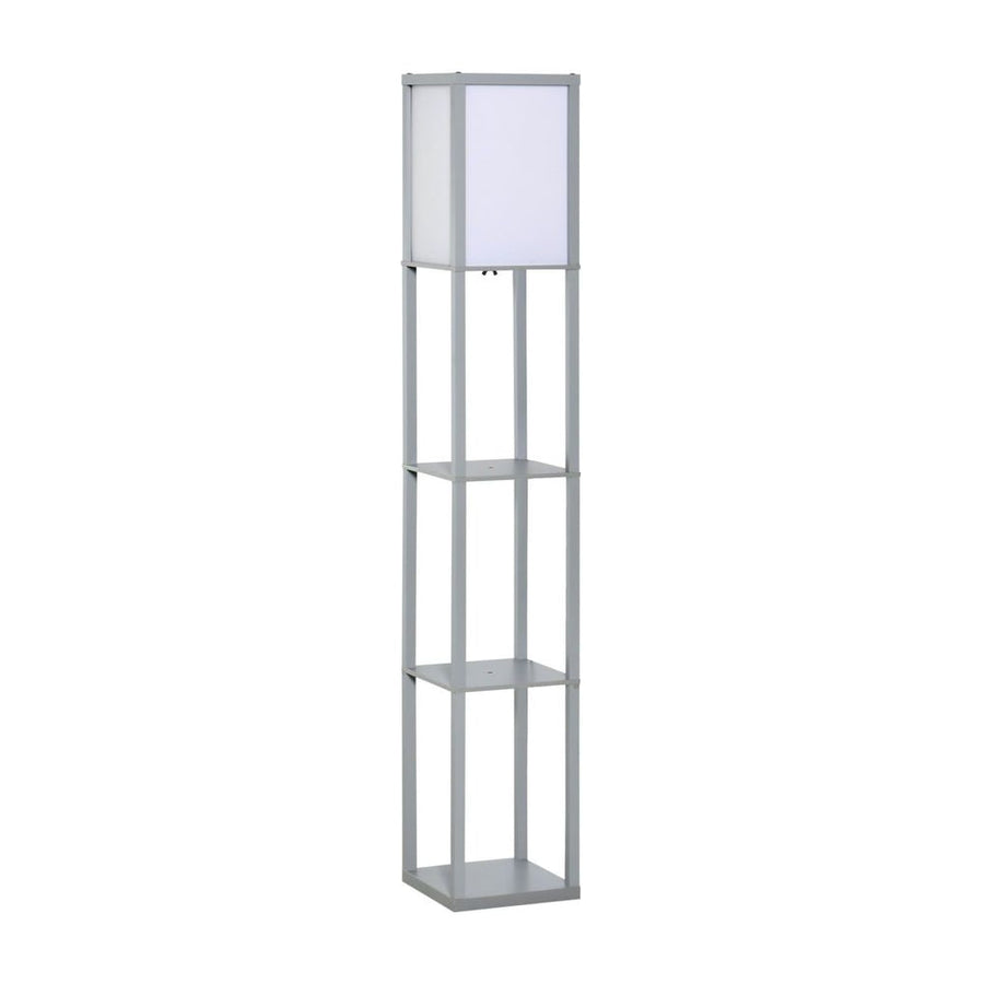 HOMCOM 3-Tier Floor Lamp, Floor Light with Storage Shelf, Reading Standing Lamp with Acrylic Shade for Living Room, Bedroom
