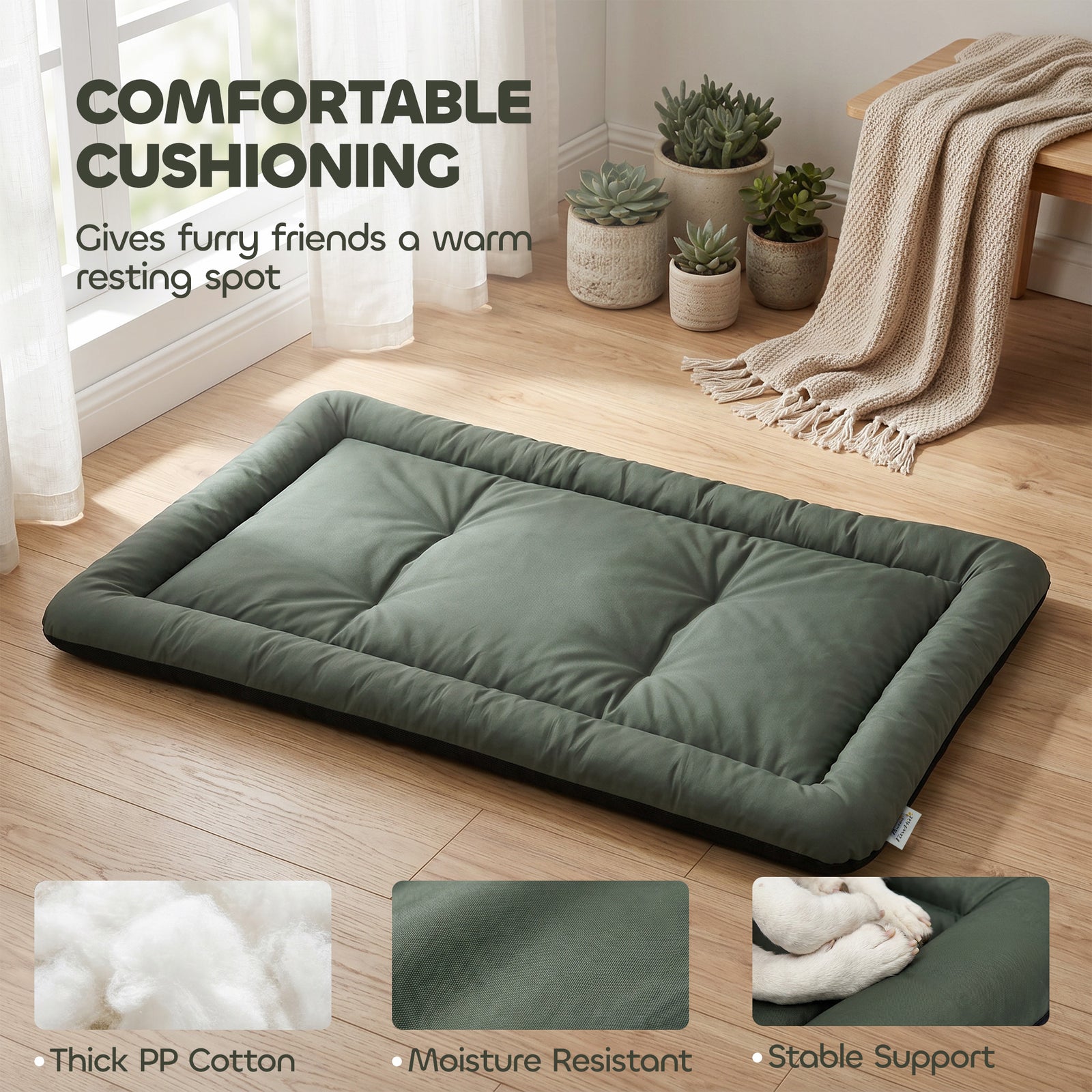PawHut Waterproof Dog Bed, Foldable Pet Bed with Anti-Slip Bottom, Machine Washable for Large Dogs and Cats, 130 x 85 x 7 cm