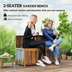 Outsunny Wood Storage Bench for Patio Furniture, Outdoor Garden Seating Tools, Brown - product image 5