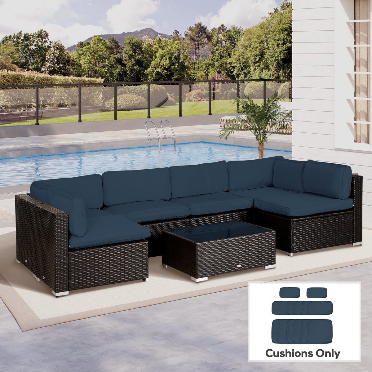 Outsunny Set of 14 Mixed Cushion Covers - Blue