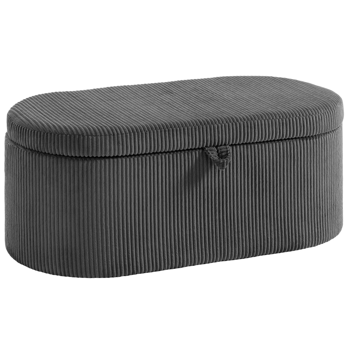HOMCOM Storage Ottoman, Corduroy Upholstered Ottoman Storage Box with Padded Seat, 105 x 51 x 49 cm, Dark Grey