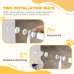 PawHut 180cm Extra Tall Pet Gate with 3.5 cm Narrow Gap, Pressure Mounted No Drilling Cat Gate for Doorways, 77-104cm Width