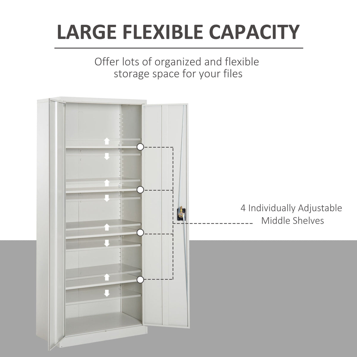 Vinsetto Lockable Filing Cabinet Tall Adjustable Shelf Large Office Storage for Office Use, White