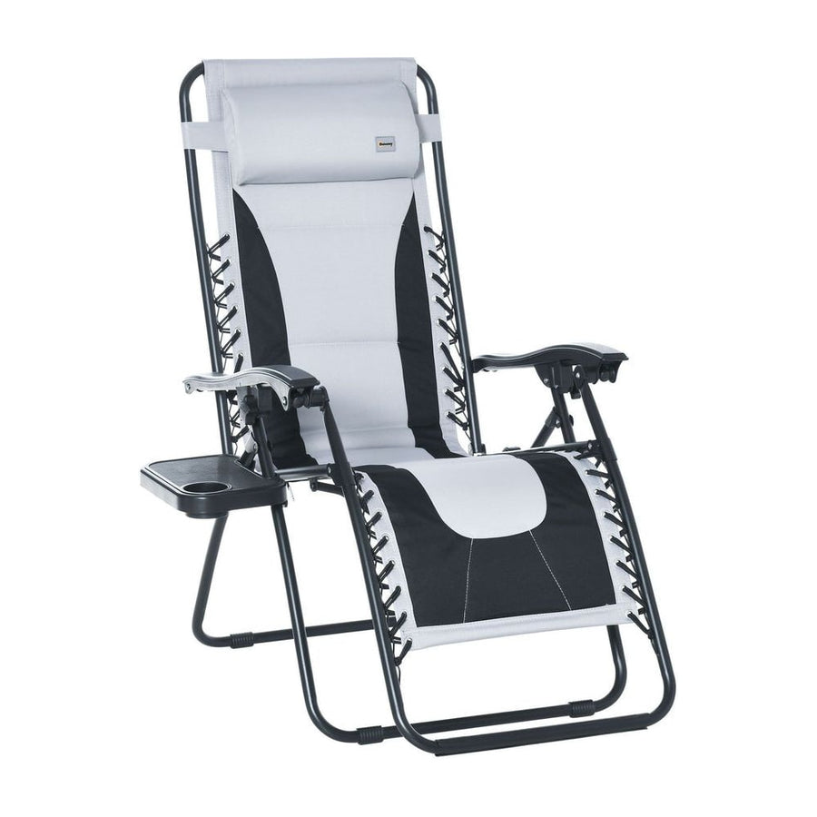 Outsunny Zero Gravity Lounger Chair, Folding Reclining Patio Chair with Padded Seat, Cup Holder, Soft Cushion and Headrest