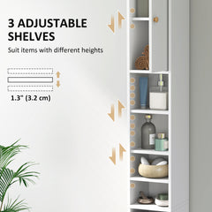HOMCOM 178 cm Narrow Tall Bathroom Cabinet - White