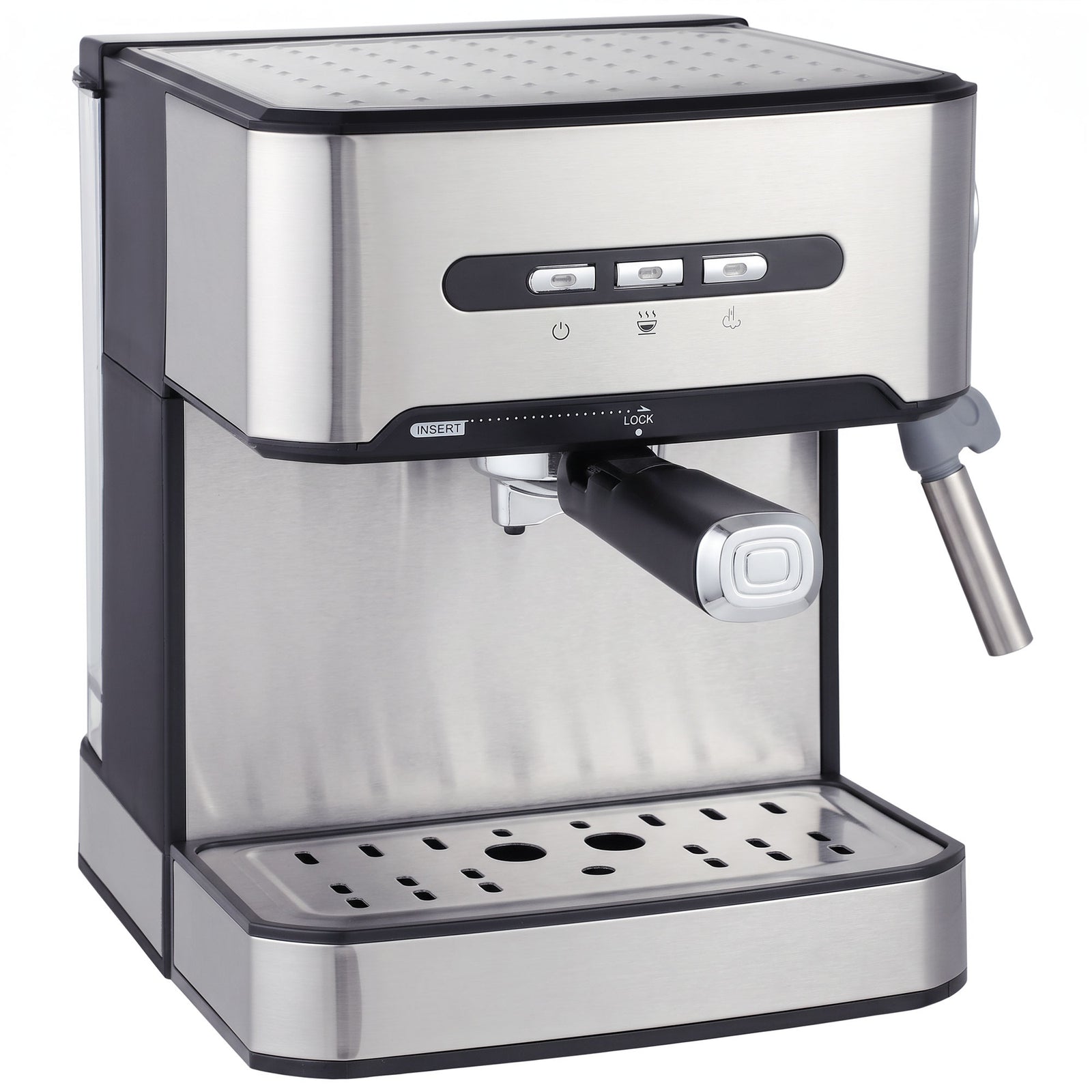 HOMCOM Espresso Machine, 20-Bar Semi Automatic Cappuccino Coffee Maker with Frother Wand, 1.6 L Water Tank, Black and Silver