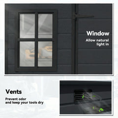 Outsunny 10 x 6 ft Resin Garden Shed, Outdoor Storage Shed with Floor, Windows, Lockable Doors and Vents, Dark Grey
