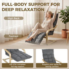 HOMCOM Modern Accent Chair, Leisure Lounge Chair Armchair with Footrest, Plush Cushion, Curved Legs and Arms, Grey