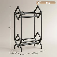 HOMCOM 50 CD Storage Rack, 2-Tier Metal CD Storage Unit, Free Standing, Easy to Assemble, Black