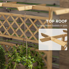 Outsunny Wooden Trellis Planter Box, Raised Garden Bed to Grow Vegetables, Herbs and Flowers, Natural Tone