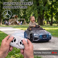 AIYAPLAY Licensed Mercedes AMG Kids Electric Car, 12V Ride On Car with Dual Motors, Remote Control for 3-6 Years, Grey